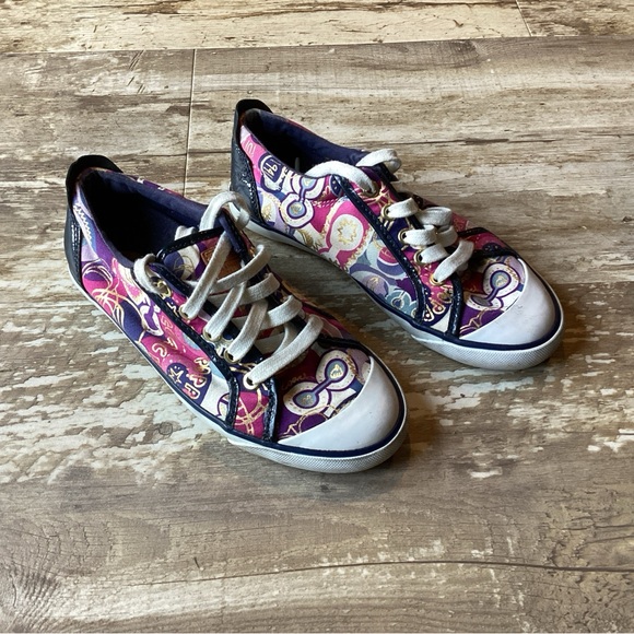 Coach Shoes - Women’s Purple Patterned Low-Top Casual Sneakers